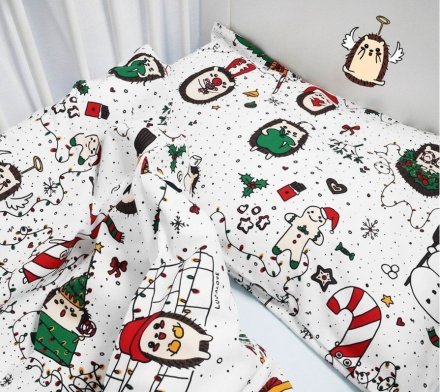 Дитяча постіль наволочка та підковдра Різдвяні їжачки lullalove-9525