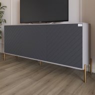 Тумба під телевізор із золотими металевими ніжками LION Амарант 168x40x76,5 см Кашемір/Графітовий (LION-043083) Тумба під телевізор із золотими металевими ніжками LION Амарант 168x40x76,5 см Кашемір/Графітовий (LION-043083)