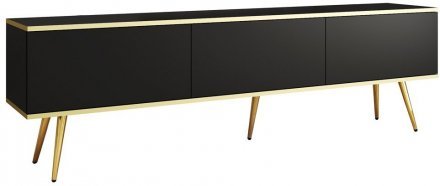 Тумба під телевізор Perfect Home Оро / Oro 3-дверна з золотими ніжками RTV175 Чорний (PFH-091321) Тумба під телевізор Perfect Home Оро / Oro 3-дверна з золотими ніжками RTV175 Чорний (PFH-091321)