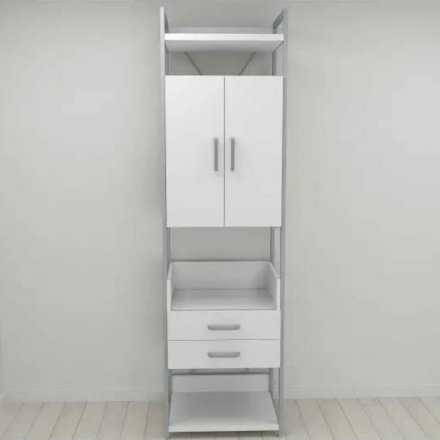 Шафа Гардероб Уні секція 5 серії Конект Ferrum-decor 220x60x50см Сірий метал ДСП Білий 32 мм (FRD-104515)
