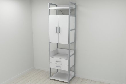 Шафа Гардероб Уні секція 5 серії Конект Ferrum-decor 220x60x50см Сірий метал ДСП Білий 32 мм (FRD-104515)