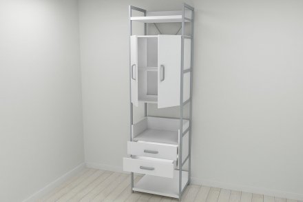 Шафа Гардероб Уні секція 5 серії Конект Ferrum-decor 220x60x50см Сірий метал ДСП Білий 32 мм (FRD-104515)