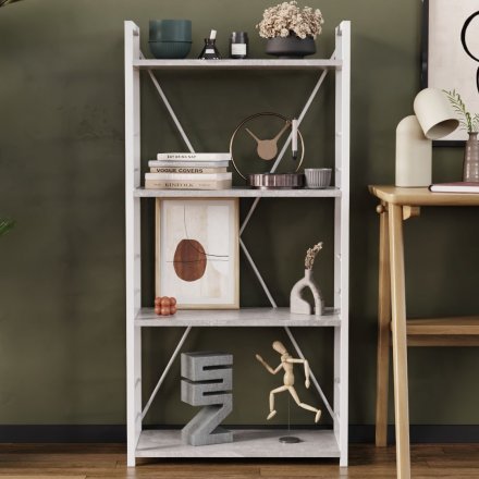 Етажерка 4/60 Ferrum-decor Серії Конект 120x60x28 білий ДСП Бетон 16мм (FRD-105528)