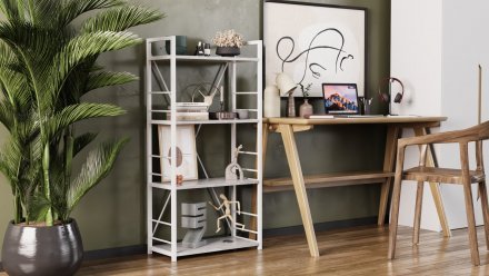 Етажерка 4/60 Ferrum-decor Серії Конект 120x60x28 білий ДСП Бетон 16мм (FRD-105528)