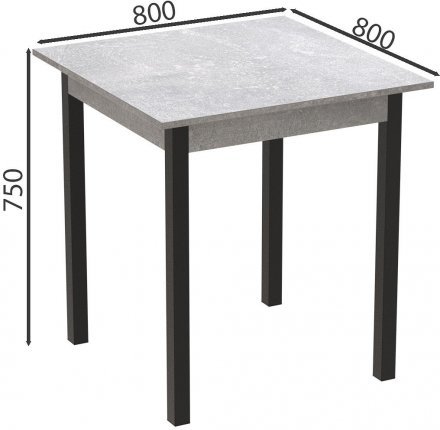 Стіл кухонний Ferrum-decor Агата 75x80x80 Чорний ДСП Бетон 16мм (FRD-105560)