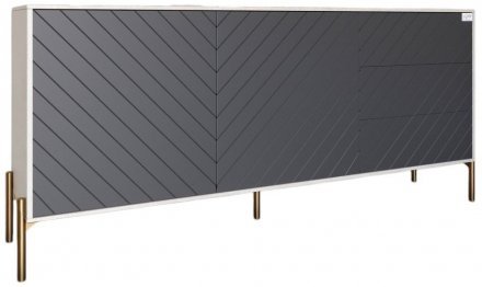 Комод з золотими металевими ніжками LION Амарант 168x40x76,5 см Бетон Style/Графітовий (LION-041939)