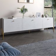 Тумба під телевізор на 3 шухляди LION Wood з золотими ніжками 160х65х40 см Бетон style (LION-042988) Тумба під телевізор на 3 шухляди LION Wood з золотими ніжками 160х65х40 см Бетон style (LION-042988)