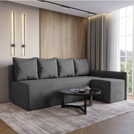 Кутовий диван ортопедичний iSmart MORRO Maxi єврокнижка 205x149 см (матрац Silver) графіт Laura 15 (ISM-051361)