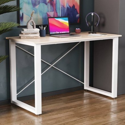 Письмовий стіл Ferrum-decor Драйв 750x1000x600 Білий метал ДСП Дуб Сан-Марино 16 мм (FRD-103102)