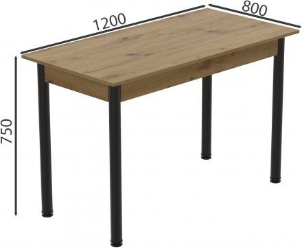 Стіл кухонний Ferrum-decor Беніта 75x120x80 Чорний ДСП Дуб Артизан 16мм (FRD-105703)