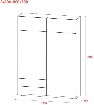 Шафа для одягу Doros Лукас Дуб Сонома 180х50х240 (DRS-011620)