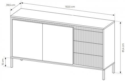 Комод Perfect Home Сенсо / Senso 2-дверний з 3 шухлядами 2D3S/153 Чорний (PFH-091135)