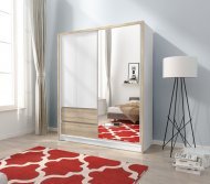 Шафа напівкупе для одягу Perfect Home Сара / Sara 150 3-дверна з дзеркалом Білий/дуб сонома (PFH-091742)