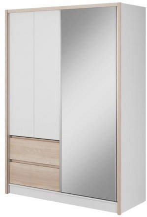 Шафа напівкупе для одягу Perfect Home Сара / Sara 150 3-дверна з дзеркалом Білий/дуб сонома (PFH-091742)