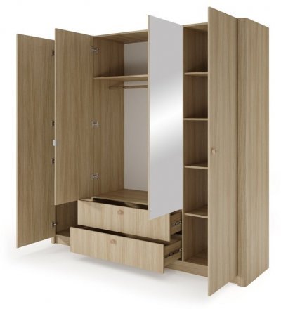 Шафа для одягу Perfect Home Вікі / Viki 4D2S/213 4-дверна з дзеркалом Дуб бариста (PFH-091407)