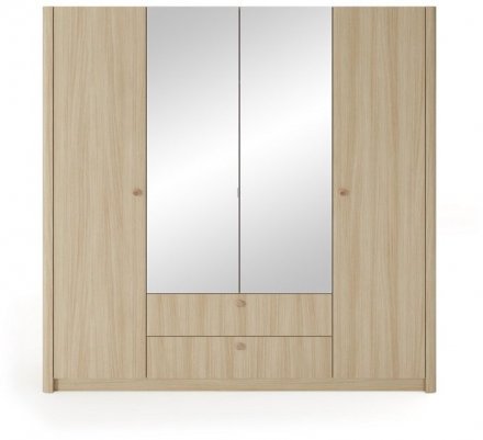 Шафа для одягу Perfect Home Вікі / Viki 4D2S/213 4-дверна з дзеркалом Дуб бариста (PFH-091407)