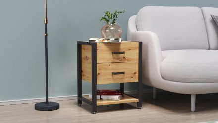 Тумба універсальна Ferrum-decor Вів'єн 2/1 50x41x40 чорний ДСП Дуб Артізан 16мм (FRD-106836)