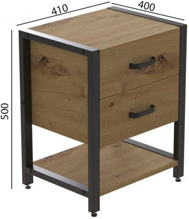 Тумба універсальна Ferrum-decor Вів'єн 2/1 50x41x40 чорний ДСП Дуб Артізан 16мм (FRD-106836)