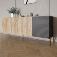 Комод на золотих металевих ніжках LION Грей 204x38x76,5 см Дуб сонома/Асфальт (LION-042669)
