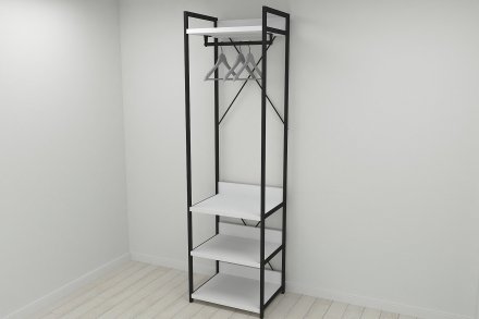 Шафа Гардероб Уні секція 3 серії Конект Ferrum-decor 220x60x50см Чорний метал ДСП Білий 32 мм (FRD-104523)