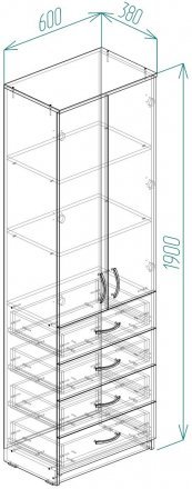 Шафа Анжело Ferrum-decor на 3 полиць з 2 дверима та 4 ящики 1900x600x380 ДСП Бетон 16 мм (FRD-104994) Шафа Анжело Ferrum-decor на 3 полиць з 2 дверима та 4 ящики 1900x600x380 ДСП Бетон 16 мм (FRD-104994)