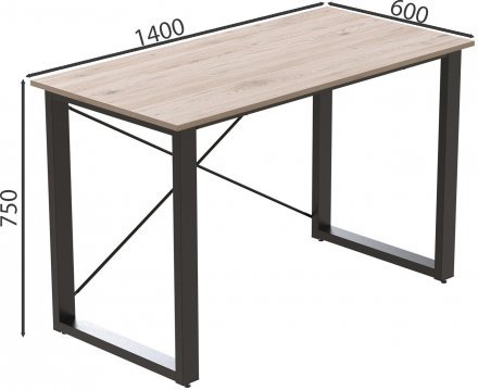 Письмовий стіл Ferrum-decor Драйв 750x1400x600 Чорний метал ДСП Дуб Сан-Марино 32 мм (FRD-103339)