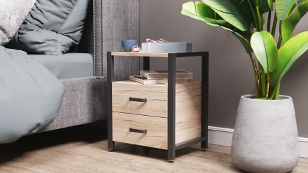 Тумба універсальна Ferrum-decor Вів'єн 2/2 50x41x40 чорний ДСП Дуб Сан-Марино 16мм (FRD-104157)