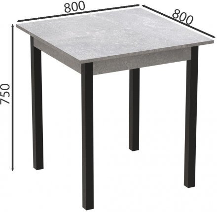 Стіл кухонний Ferrum-decor Агата 75x90x90 Чорний ДСП Бетон 16мм (FRD-105563)