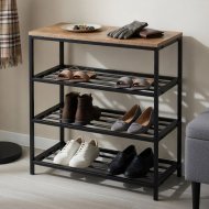 Полиця для взуття Слайм 3 Ferrum-decor 635x630x260 Чорний метал ДСП Дуб Сан-Маріно 16 мм (FRD-106837)