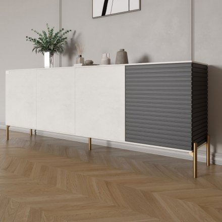 Комод на золотих металевих ніжках LION Грей 204x38x76,5 см Бетон Style/Асфальт (LION-042670)
