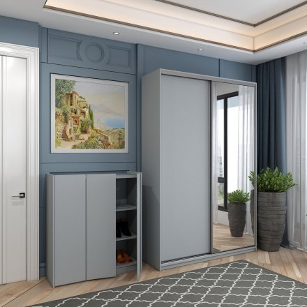 Тумба для взуття Doros Кассель Сірий 3 ДСП 97х40х110 (DRS-011824)