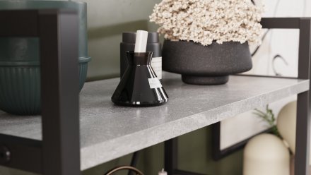 Етажерка 4/60 Ferrum-decor Серії Конект 120x60x28 чорний ДСП Бетон 16мм (FRD-105552)
