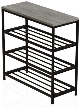 Полиця для взуття Слайм 3 Ferrum-decor 635x630x260 Чорний метал ДСП Бетон 16 мм (FRD-106838)