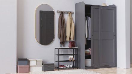Полиця для взуття Слайм 3 Ferrum-decor 635x630x260 Чорний метал ДСП Бетон 16 мм (FRD-106838)