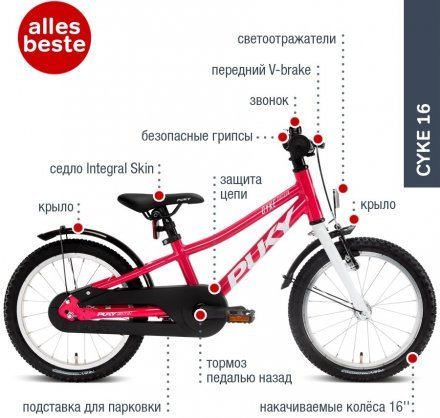 Двоколісний велосипед Cyke 16-1 Alu 4402 berry