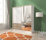 Шафа напівкупе для одягу Perfect Home Сара / Sara 180 3-дверна з дзеркалом Білий/дуб сонома (PFH-091745)