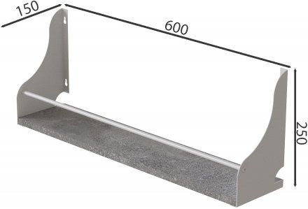 Настінна полиця Ferrum-decor Ізі 260x600x150 метал Білий ДСП Бетон 16 мм (FRD-102939)