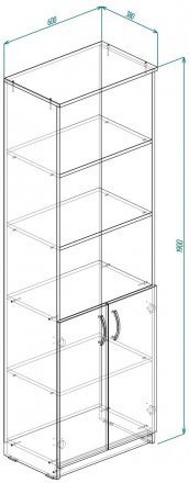 Шафа Анжело Ferrum-decor на 5 полиць з 2 дверима 1900x600x380 ДСП Дуб Сан-Марино 16 мм (FRD-104996)