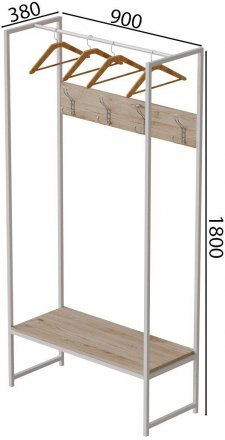 Вішалка модульна підлогова Ferrum-decor Треліс 13 180x90x38 білий ДСП Дуб Сан-Марино 16мм (FRD-104332)