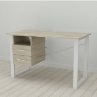 Письмовий стіл із ящиками Ferrum-decor Оскар 750x1200x600 метал Білий ДСП Дуб Сонома 16 мм (FRD-103223)
