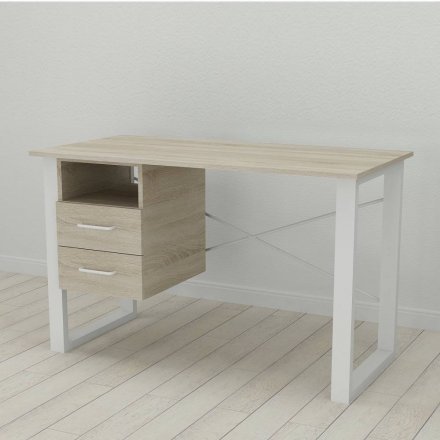 Письмовий стіл із ящиками Ferrum-decor Оскар 750x1200x600 метал Білий ДСП Дуб Сонома 16 мм (FRD-103223)