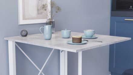 Стіл-книга трансформер Оріон 1 Ferrum-decor 750x810x730 Білий метал ДСП Бетон 16 мм (FRD-104610)