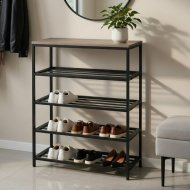Полиця для взуття Слайм 4 Ferrum-decor 820x630x260 Чорний метал ДСП Дуб Сан-Маріно 16 мм (FRD-106839)