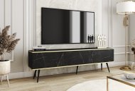 Тумба під телевізор Perfect Home Оро / Oro 3-дверна з чорними ніжками RTV175 Чорний мармур роял (PFH-091340)