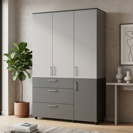 Шафа для одягу Doros Торн Антрацит/Сірий 3 ДСП/3Ш (полиці) 135х51.6х200 (DRS-012036)