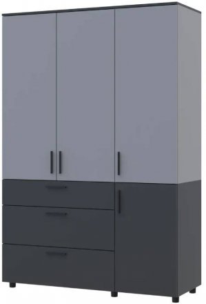 Шафа для одягу Doros Торн Антрацит/Сірий 3 ДСП/3Ш (полиці) 135х51.6х200 (DRS-012036)