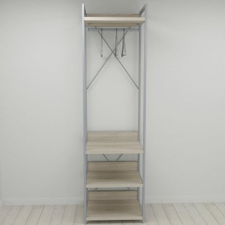 Шафа Гардероб Уні секція 3 серії Конект Ferrum-decor 220x60x50см Сірий метал ДСП Дуб Сонома 32 мм (FRD-104529)