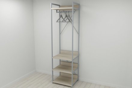 Шафа Гардероб Уні секція 3 серії Конект Ferrum-decor 220x60x50см Сірий метал ДСП Дуб Сонома 32 мм (FRD-104529)