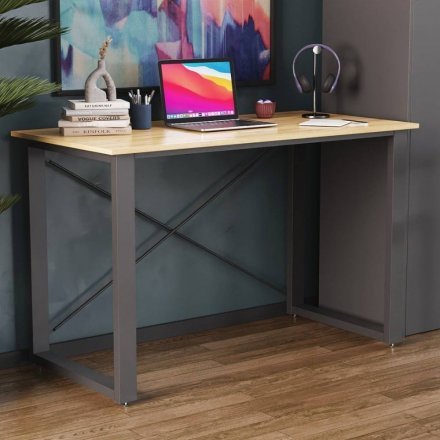 Письмовий стіл Ferrum-decor Драйв 750x1400x600 Чорний метал ДСП Дуб Артизан 32 мм (FRD-103343)