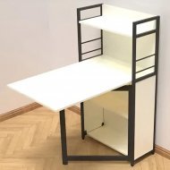 Стіл книжка з етажеркою Практик 1 Ferrum-decor 1200x640x990 Чорний метал ДСП Біле 16 мм (FRD-104611)